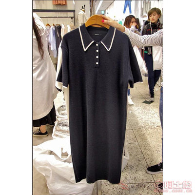 韩版时尚POLO领针织连衣裙 春夏宽松大码新风尚