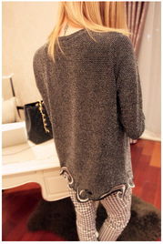 韩版复古针织 波浪刺绣亮丝打底衫，演绎春日文艺浪漫